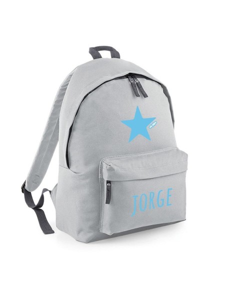 Mochila Junior Gris personalizada, dibujo a elegir
