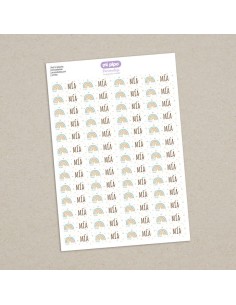 Pack 52 etiquetas termoadhesivas personalizadas para prendas Arcoíris Soft