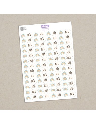 Pack 52 etiquetas termoadhesivas personalizadas para prendas Arcoíris Soft