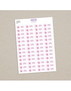 Pack 52 etiquetas termoadhesivas personalizadas para prendas Estrella rosa