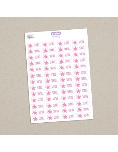 Pack 52 etiquetas termoadhesivas personalizadas para prendas Estrella rosa