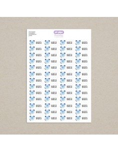 Pack 52 etiquetas termoadhesivas personalizadas para prendas Osito Azu