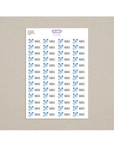 Pack 52 etiquetas termoadhesivas personalizadas para prendas Osito Azu