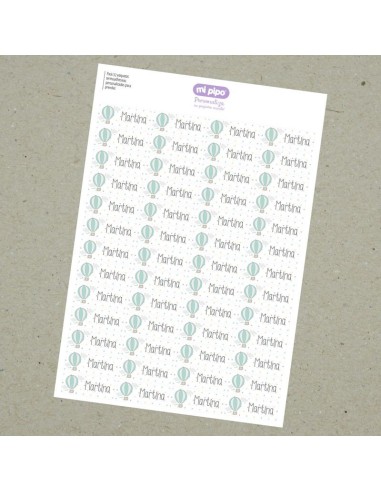 Pack 52 etiquetas termoadhesivas personalizadas para prendas Globo