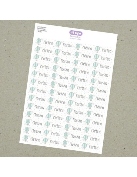 Pack 52 etiquetas termoadhesivas personalizadas para prendas Globo