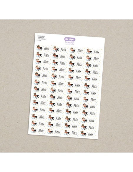 Pack 52 etiquetas termoadhesivas personalizadas para prendas Superhéroe