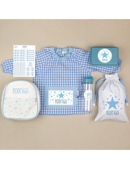 Pack Mi Guarde Estrellas Azul personalizado + Regalo Cajita porta alimentos