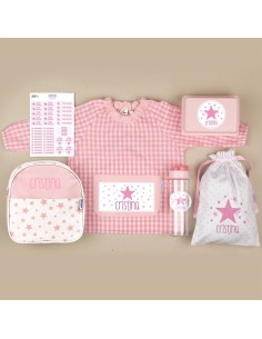 Pack Mi Guarde Estrellas Rosa personalizado + Regalo Cajita porta alimentos