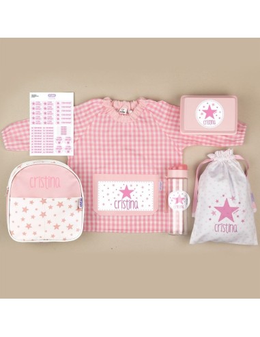 Pack Mi Guarde Estrellas Rosa personalizado + Regalo Cajita porta alimentos