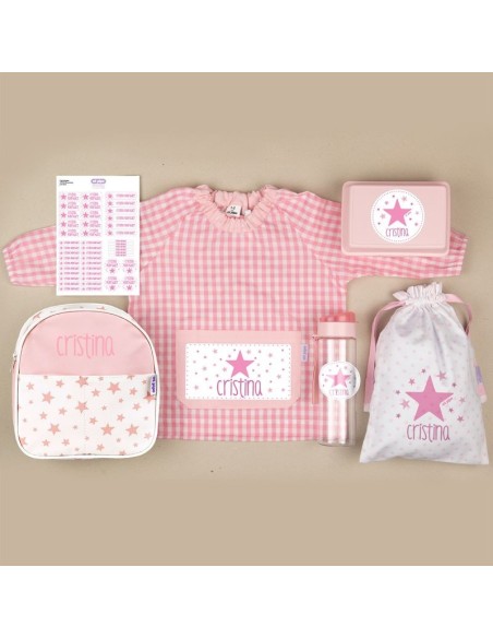 Pack Mi Guarde Estrellas Rosa personalizado + Regalo Cajita porta alimentos