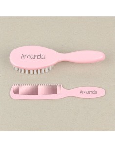 Set Cepillo y peine rosa Personalizados