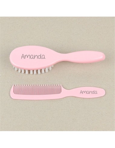 Set Cepillo y peine rosa Personalizados