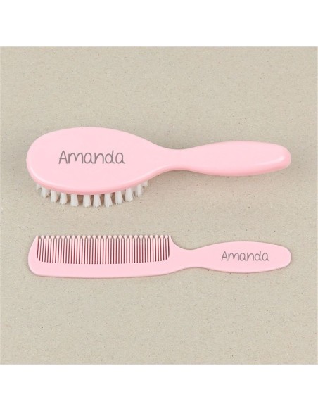 Set Cepillo y peine rosa Personalizados