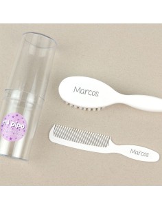 Set Cepillo y peine blanco Personalizados