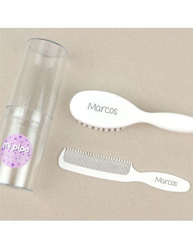 Set Cepillo y peine blanco Personalizados