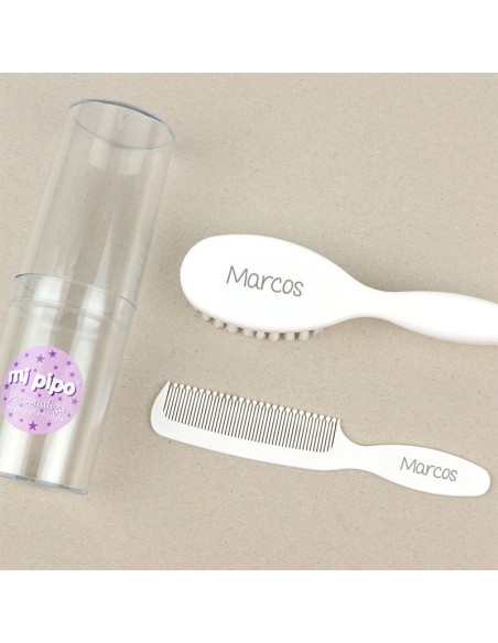 Set Cepillo y peine blanco Personalizados