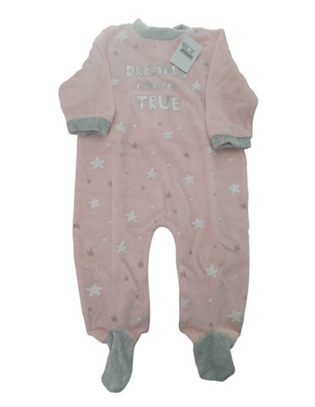 Pijama terciopelo rosa con estrellas