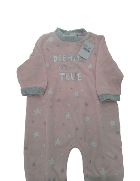 Pijama terciopelo rosa con estrellas