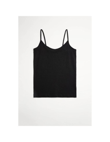 Ysabel Mora camiseta interior tirantes fino mujer algodon negro.