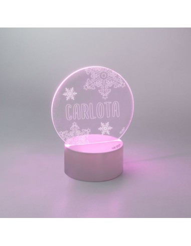 Lamparita redonda Navidad Copos personalizada