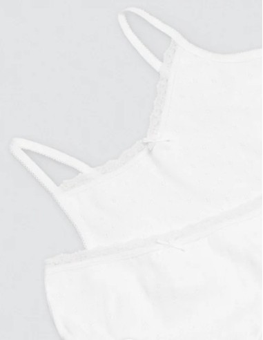 Ysabel Mora camiseta y braguita interior blanco.