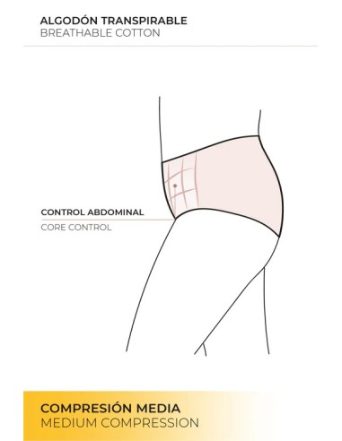 Bragas reductoras de algodón de compresión media nude