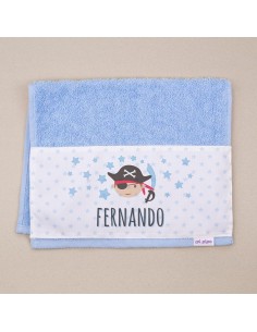 Toallita de Rizo Pirata Azul Personalizada