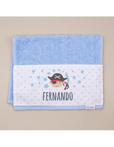 Toallita de Rizo Pirata Azul Personalizada