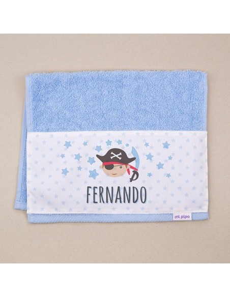 Toallita de Rizo Pirata Azul Personalizada