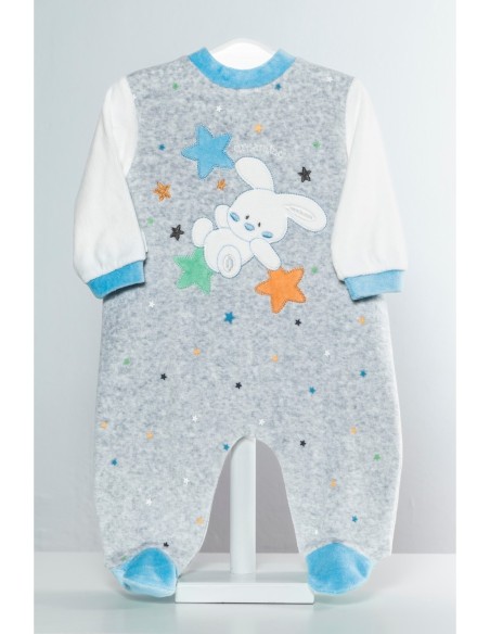 Pijama  conejito y estrellas tundosado