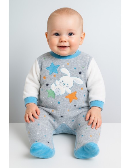 Pijama  conejito y estrellas tundosado