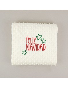 Manta Clásica Beige Feliz Navidad