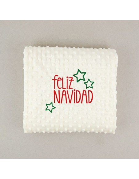Manta Clásica Beige Feliz Navidad