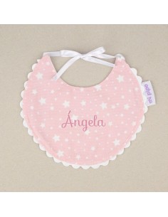 Babero Piqué Estrellas Rosa Personalizado