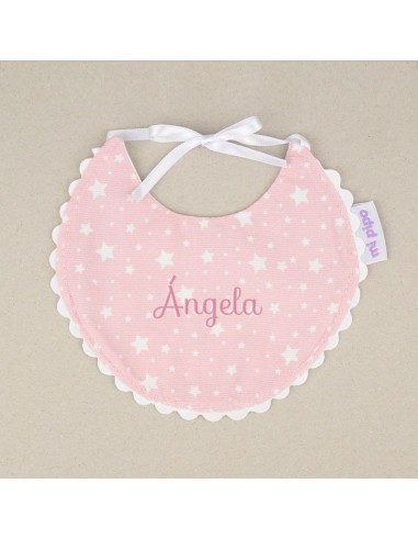 Babero Piqué Estrellas Rosa Personalizado
