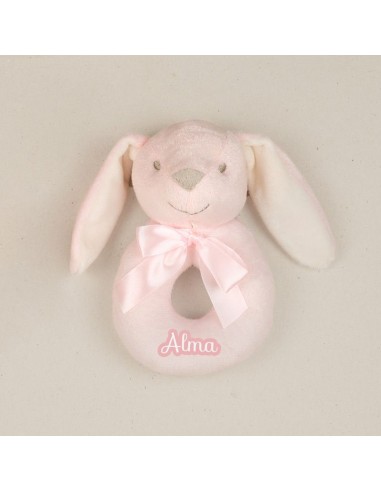 Sonajero Cabecitas Conejito Rosa Personalizado