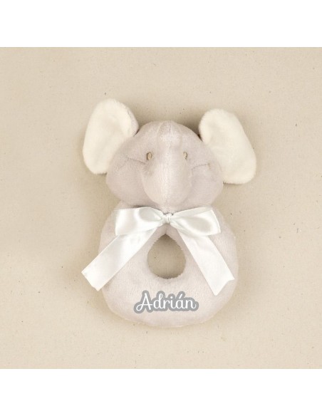 Sonajero Cabecitas Elefante Gris Personalizado