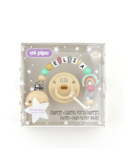 Cajita Chupete Gummy Rosa Soft + Cadenita de Silicona Corona personali