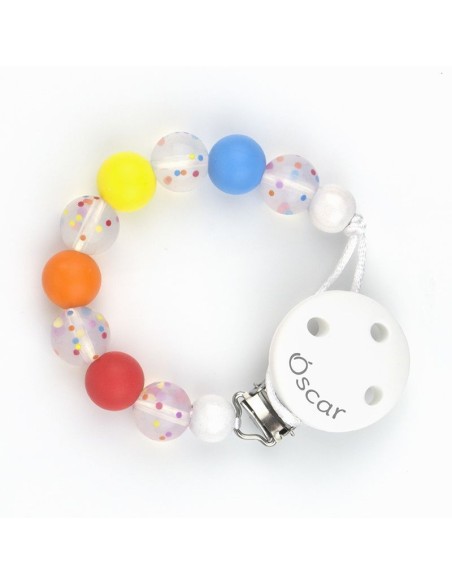 Cadenita Silicona Confeti Multicolor con nombre en el CLIP