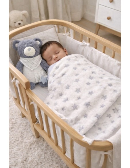 Mantita estrellas y peluche osito a juego