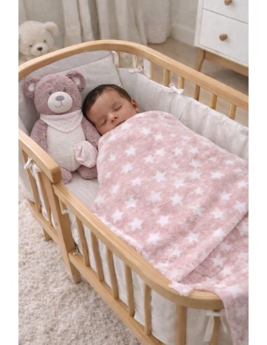 Mantita estrellas y peluche osito a juego