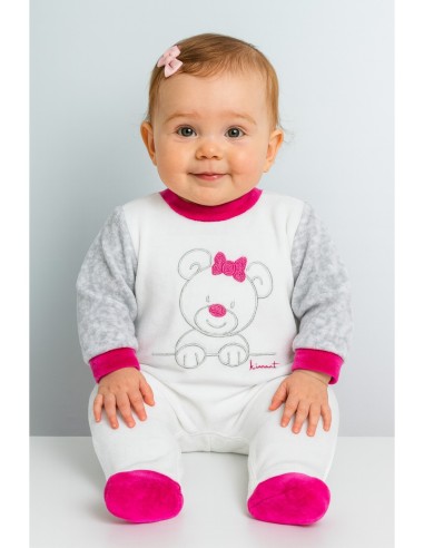 Pijama de bebe niña terciopelo osita.