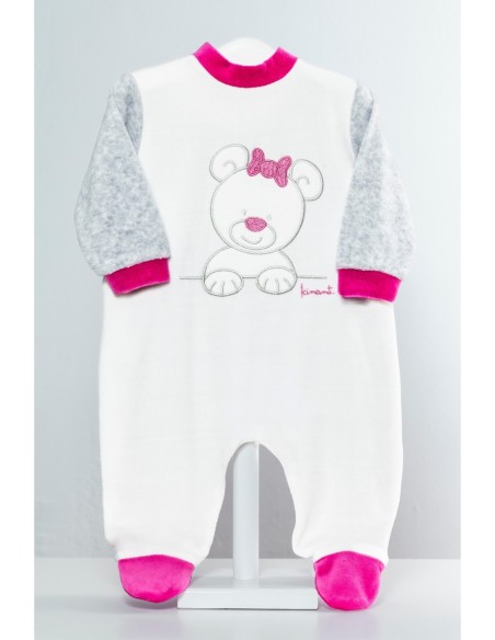 Pijama de bebe niña terciopelo osita.
