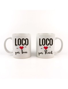 Pack Tazas cerámica o plástico Personalizada Loca y Loco por (nombres) 2