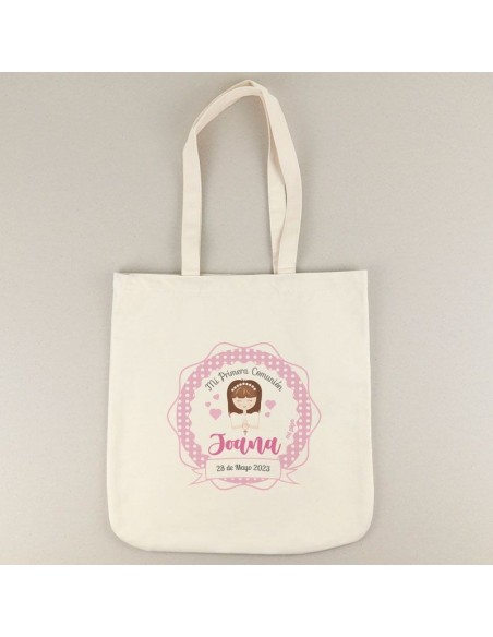 Bolso Algodón Natural Comunión Niña personalizada