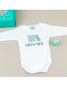 Cajita Divertida Body + Chupete 100% Papá-Mamá Menta