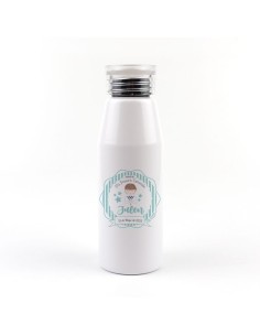 Botella Aluminio personalizada Comunión Menta Niño 2