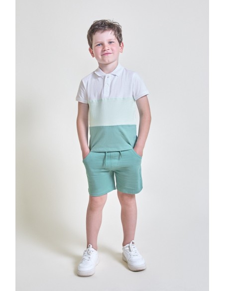 Conjunto niño con polo tonos verdes