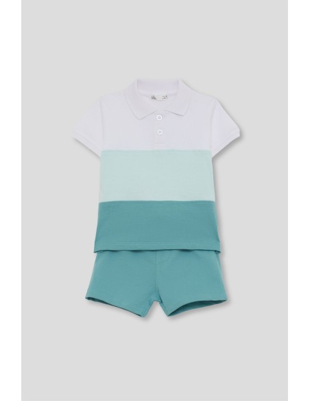 Conjunto niño con polo tonos verdes