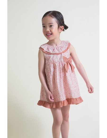 Street Monkey vestido niña flores rosa nude